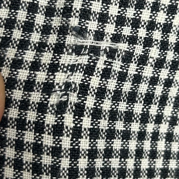 VTG Rafaella Y2K Size 8 100% Linen Checkered Black -White Cottage Holiday Edgy - Picture 15 of 15